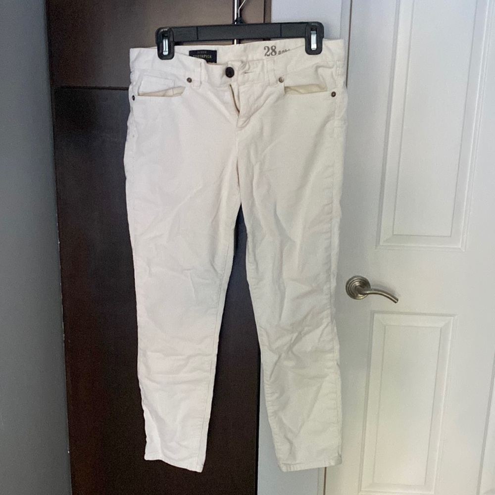 J Crew Toothpick skinny cords size 28 ankle- white